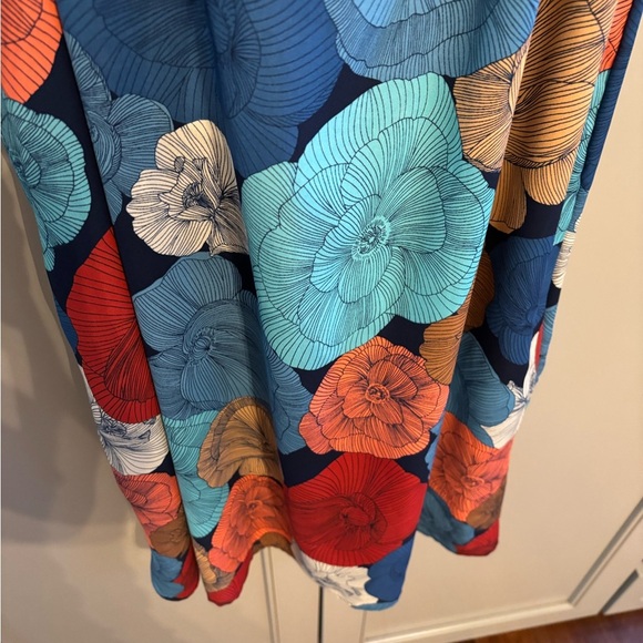 Verse VERSACE Trapeze Dress Small Sleeveless Flowy Bold Floral Racer Back Tank - Picture 4 of 6